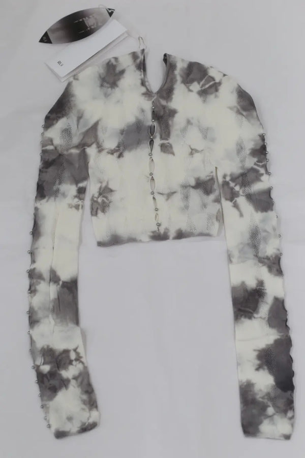 RUI tie-dyed long-sleeved top RSS24JW01 Vapor&Smoke white&smoke gray